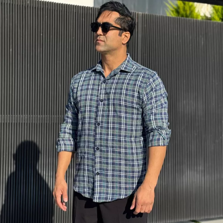 پیراهن مردانه پشمی چهار خونه کد 28451