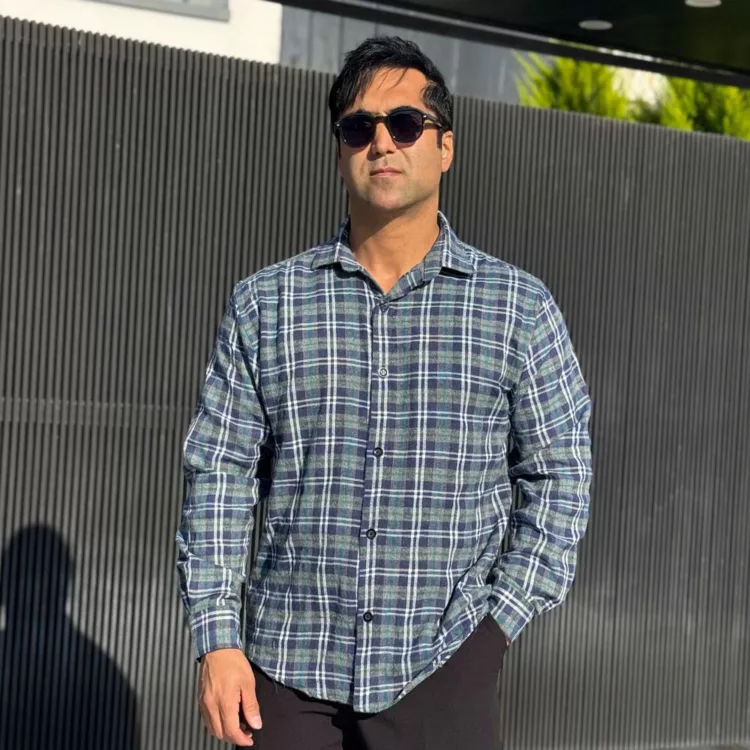 پیراهن مردانه پشمی چهار خونه کد 28451