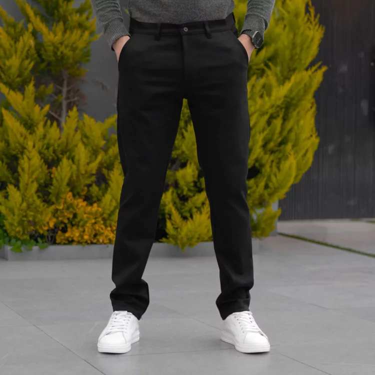 شلوار کتان مردانه پولو مشکی سایز بزرگ کد 28600