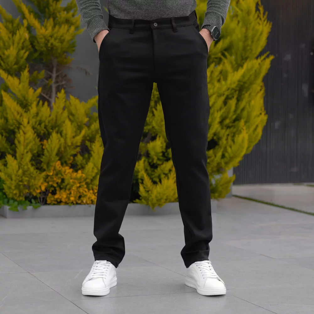 شلوار کتان مردانه پولو مشکی سایز بزرگ کد 28600