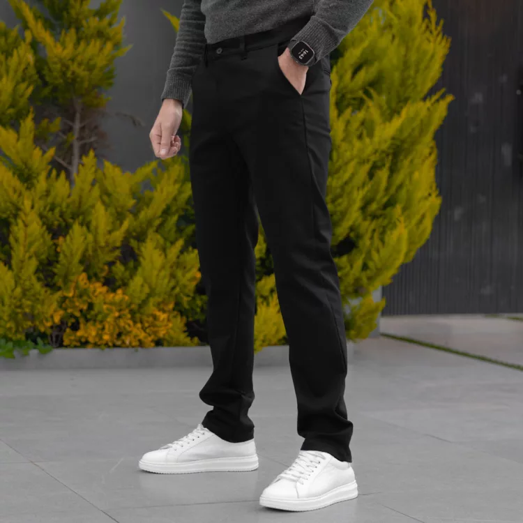 شلوار کتان مردانه پولو مشکی سایز بزرگ کد 28600