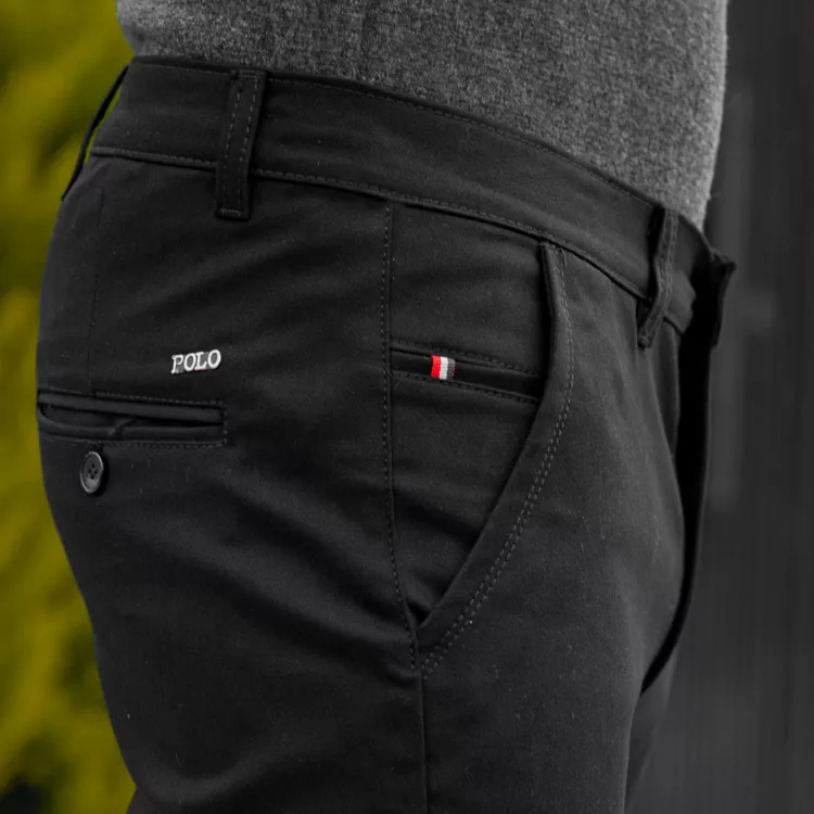 شلوار کتان مردانه پولو مشکی سایز بزرگ کد 28600