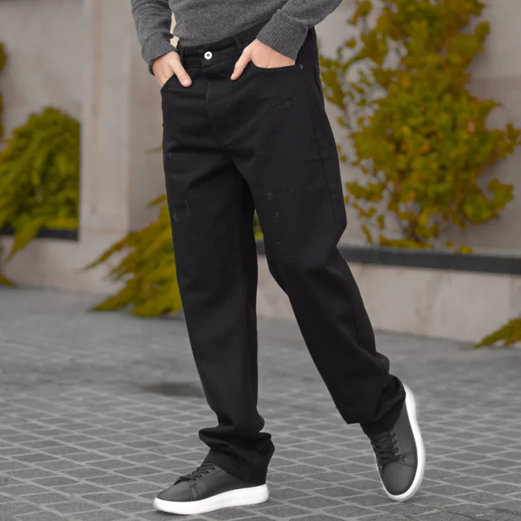 شلوار جین مردانه بگ مشکی کد 28620