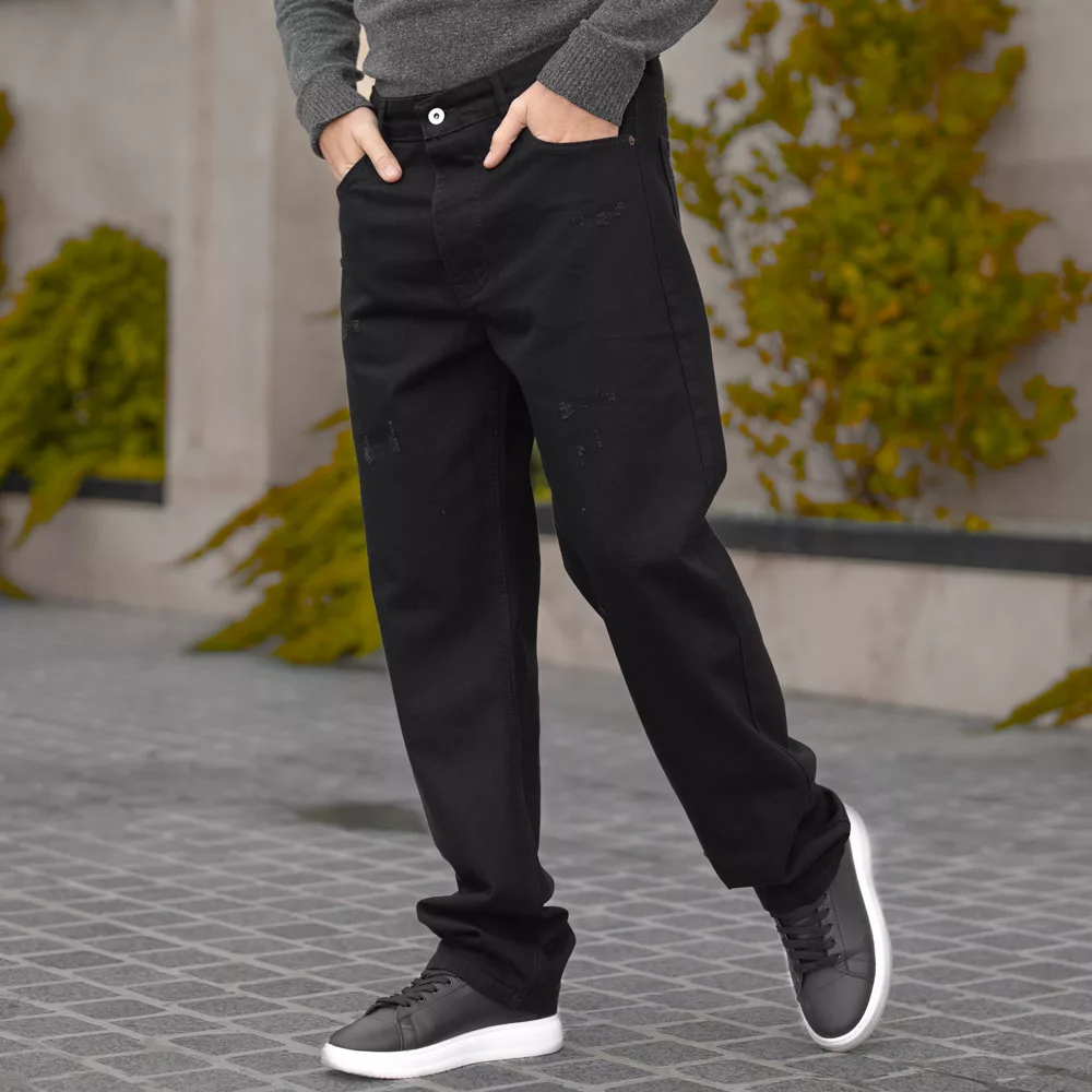 شلوار جین مردانه بگ مشکی کد 28620