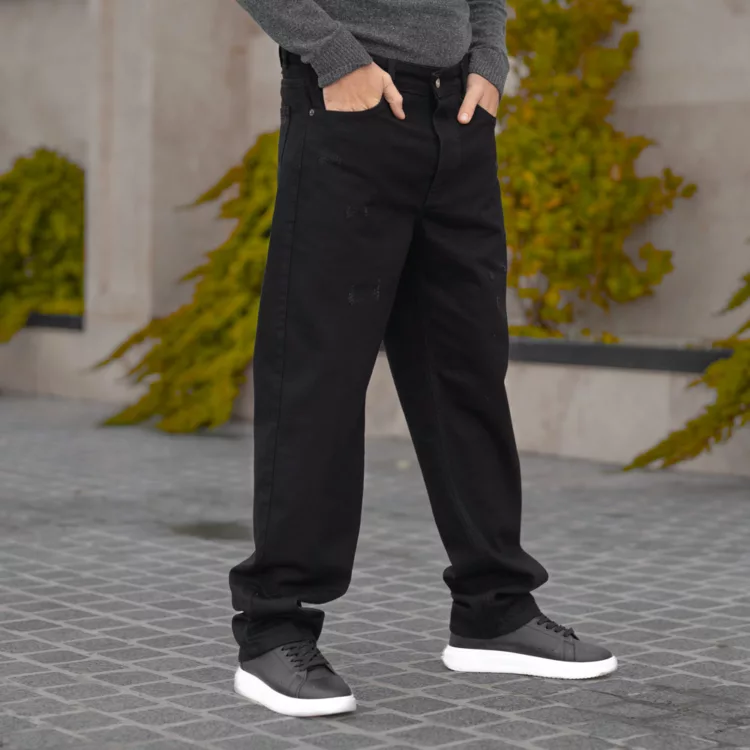 شلوار جین مردانه بگ مشکی کد 28620