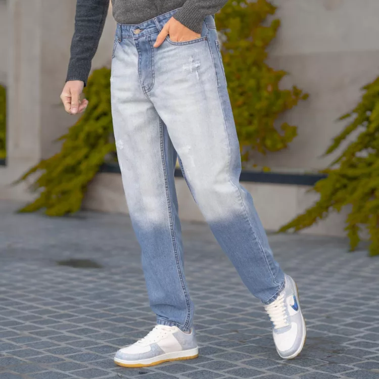 شلوار جین مردانه مام آبی روشن کد 28618