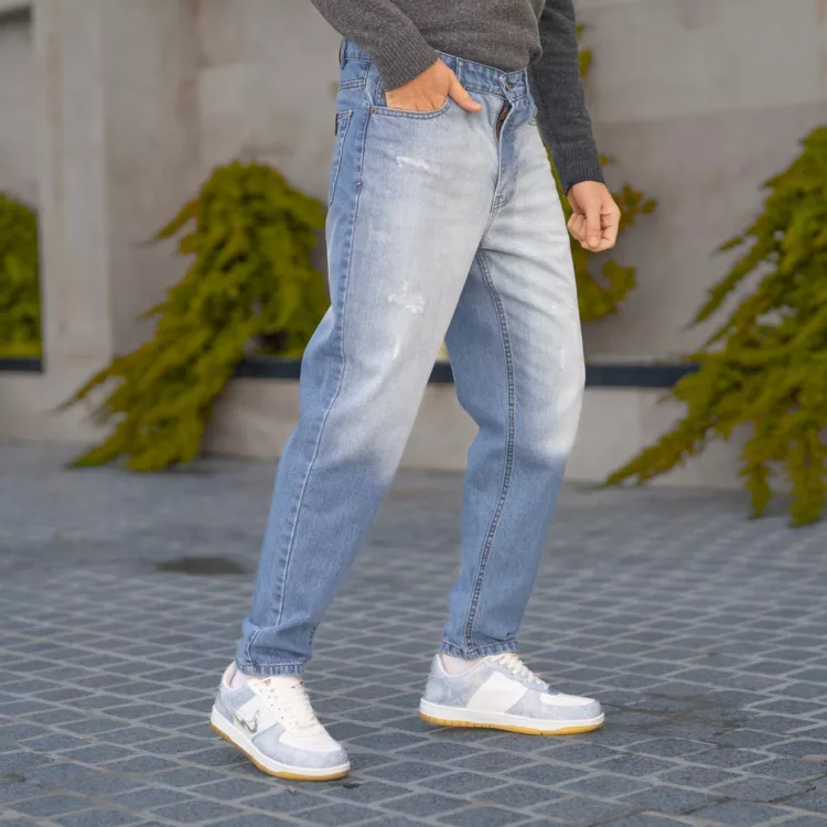 شلوار جین مردانه مام آبی روشن کد 28618