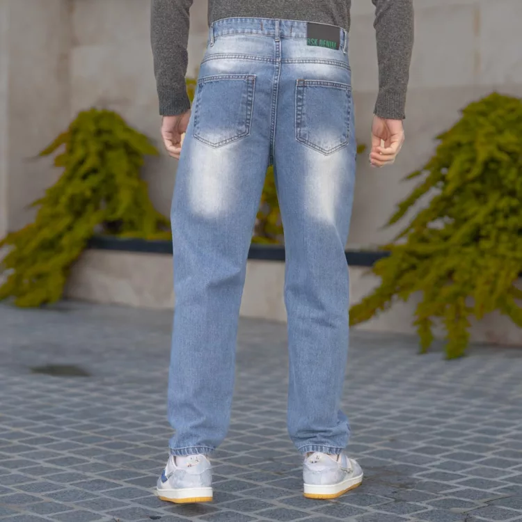 شلوار جین مردانه مام آبی روشن کد 28618