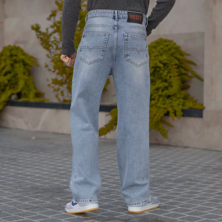 شلوار جین مردانه بگ آبی روشن کد 28622