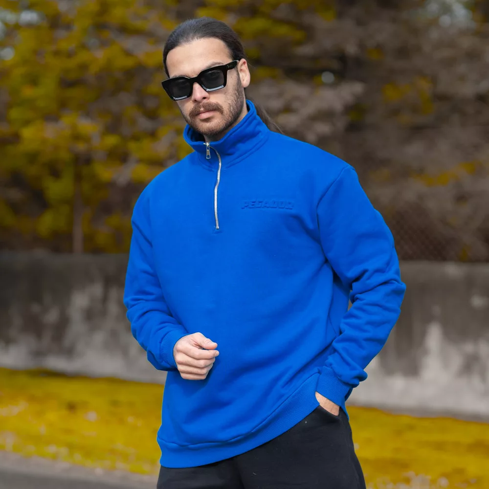 تیشرت دورس نیم زیپ مردانه کد 28621