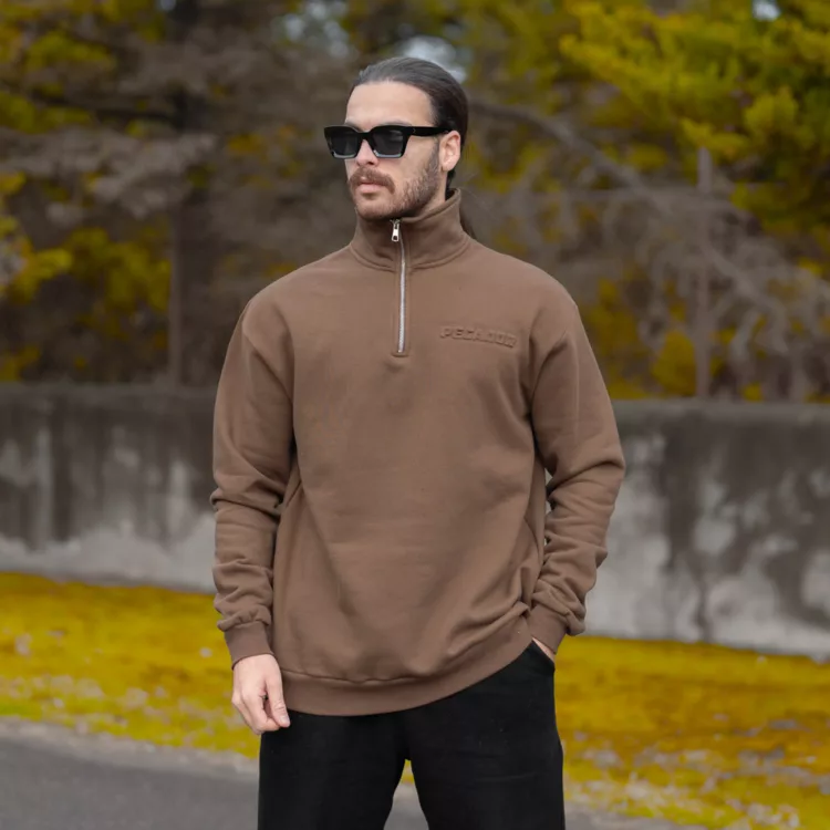 تیشرت دورس نیم زیپ مردانه کد 28621