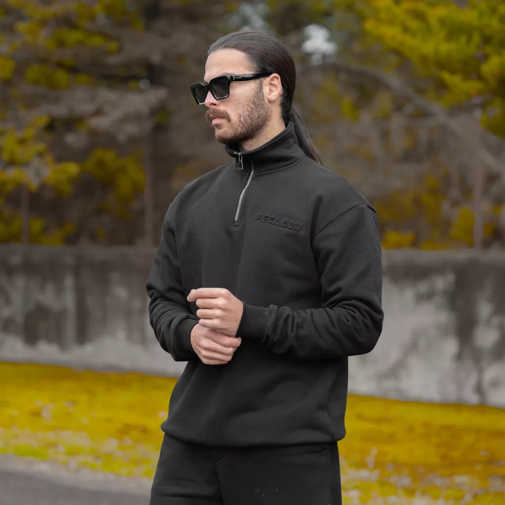 تیشرت دورس نیم زیپ مردانه کد 28621