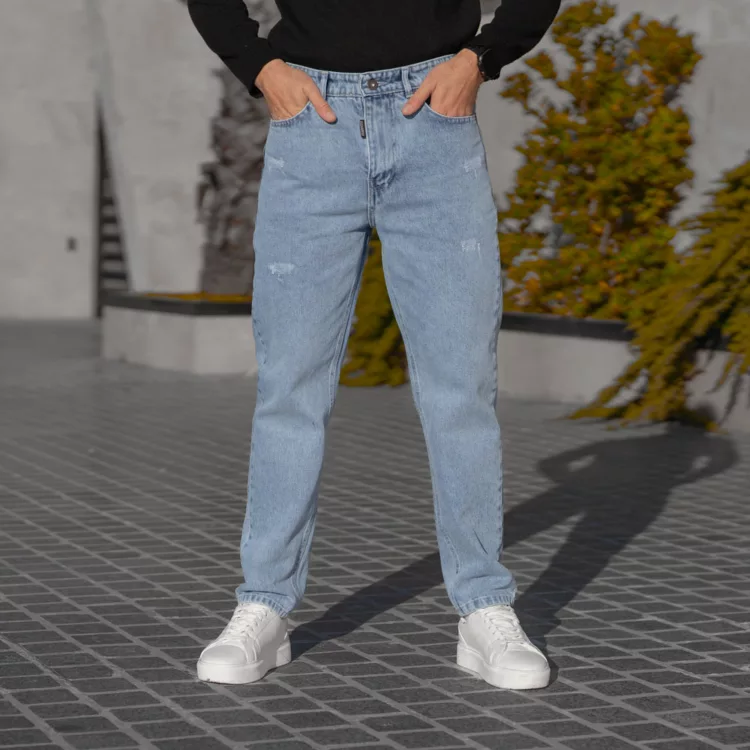 شلوار جین مردانه مام آبی روشن کد 28624