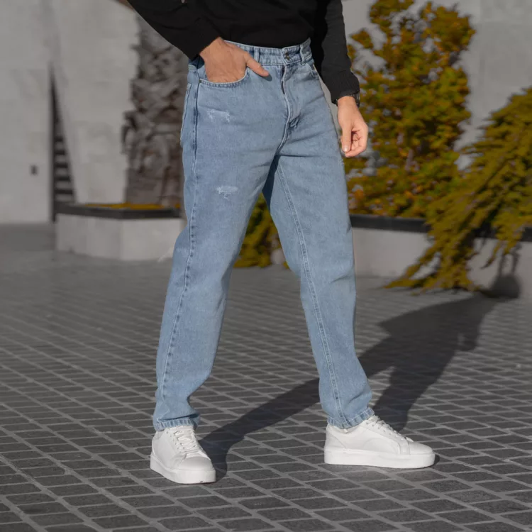 شلوار جین مردانه مام آبی روشن کد 28624