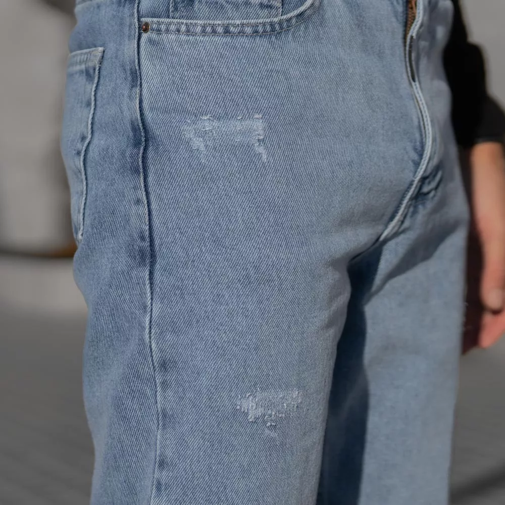 شلوار جین مردانه مام آبی روشن کد 28624