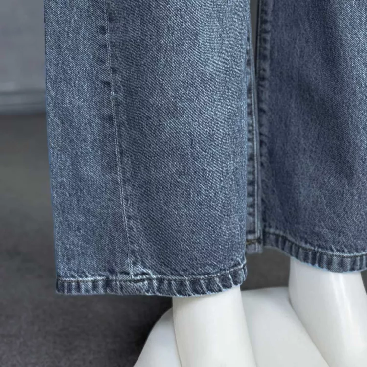 شلوار جین دخترانه شافل بگ آبی کد 28608