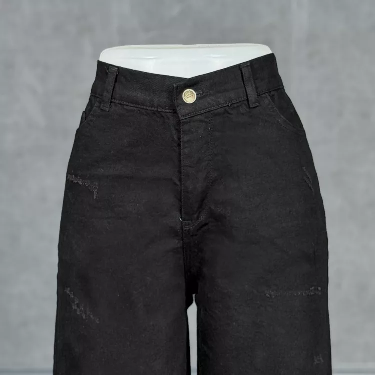 شلوار جین دخترانه بگ مشکی کد 28611