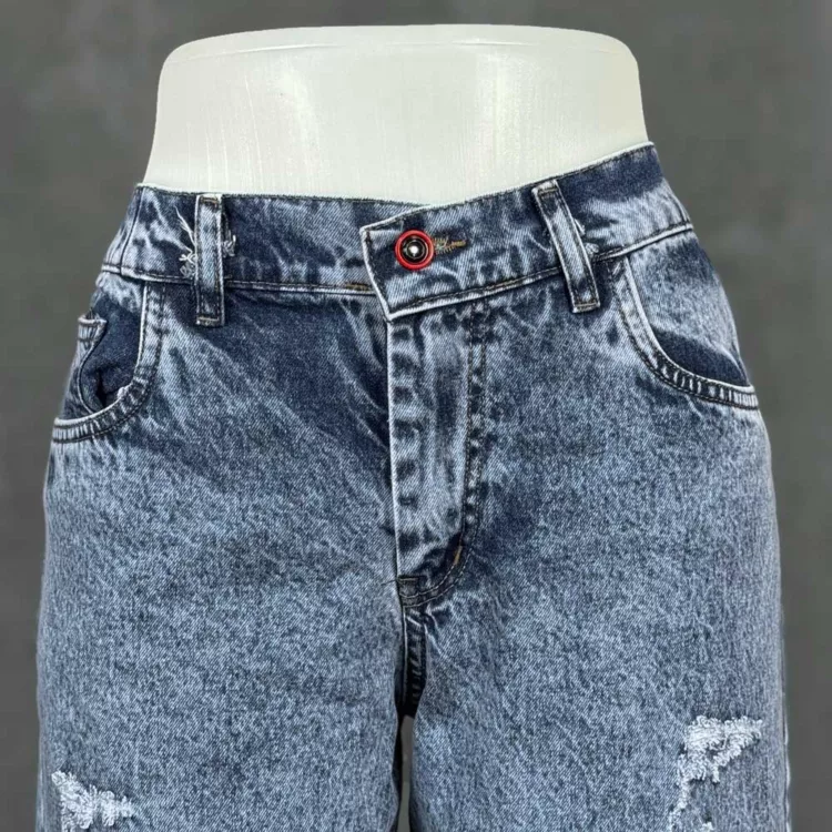 شلوار جین دخترانه واید لگ آبی کد 28609