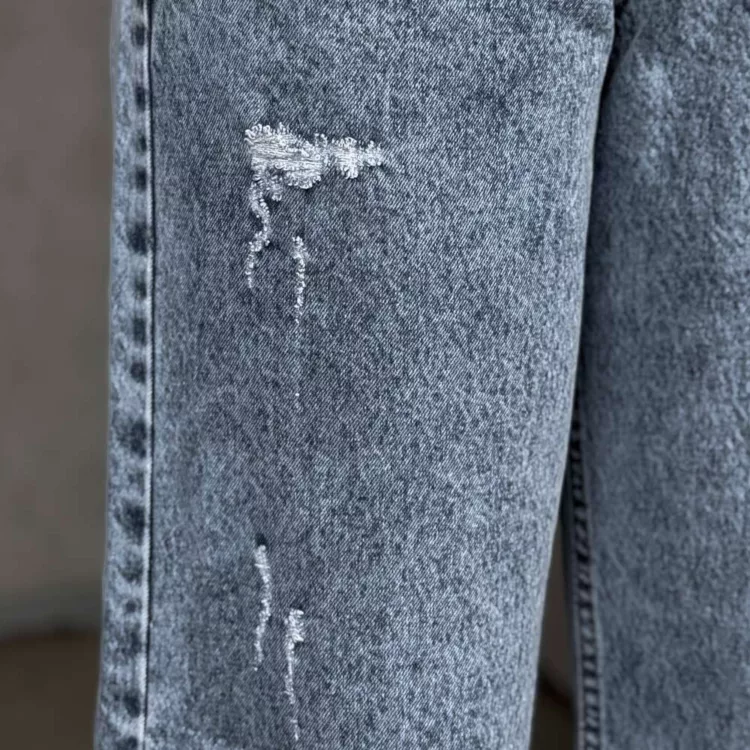 شلوار جین دخترانه واید لگ آبی کد 28609