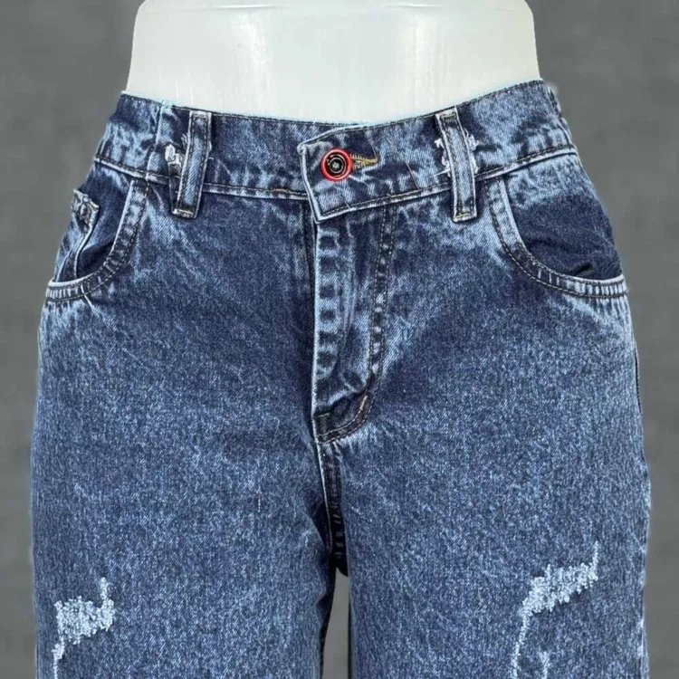 شلوار جین دخترانه واید لگ آبی کد 28610