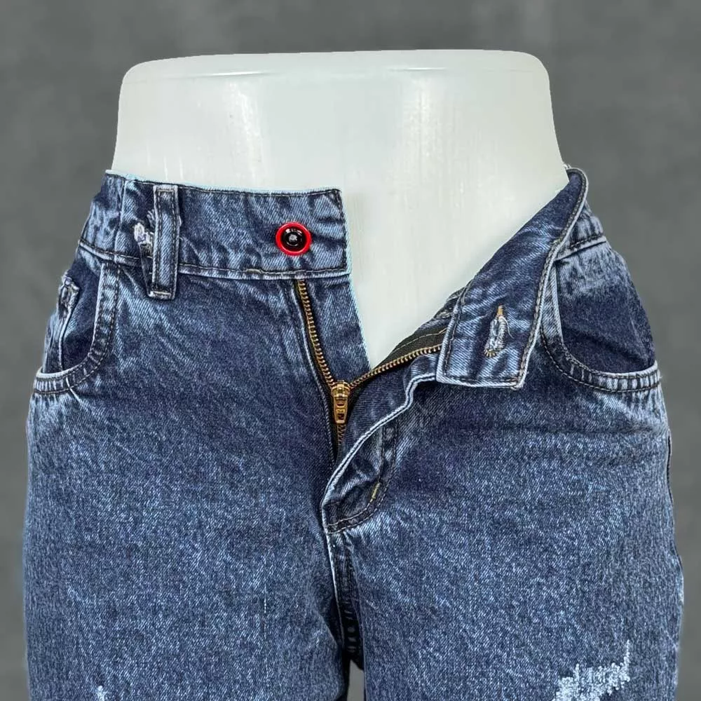 شلوار جین دخترانه واید لگ آبی کد 28610