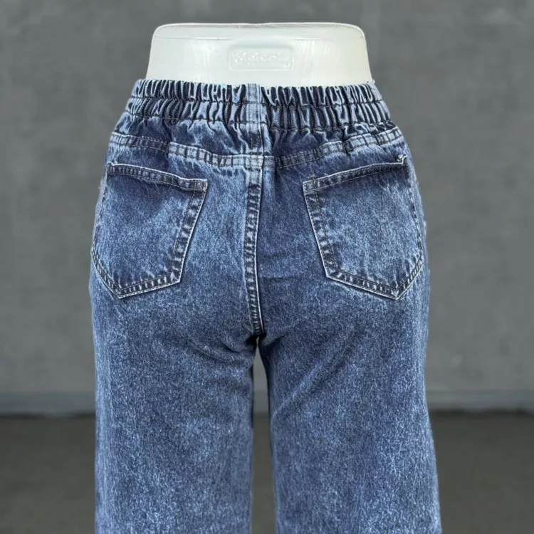 شلوار جین دخترانه واید لگ آبی کد 28610