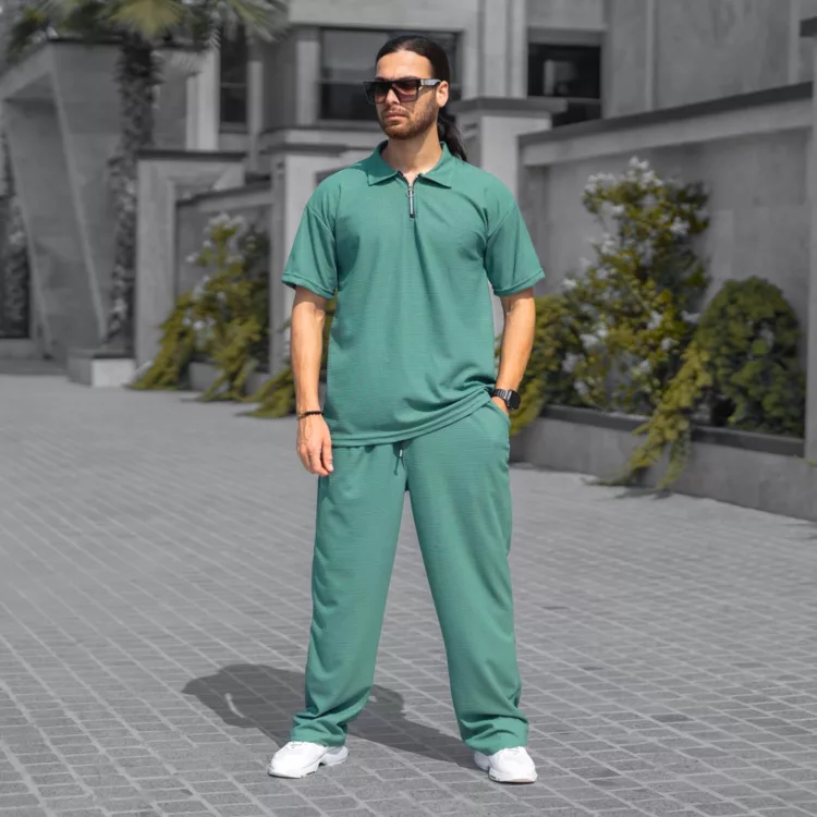 ست تیشرت نیم زیپ و شلوار مردانه کد 26764