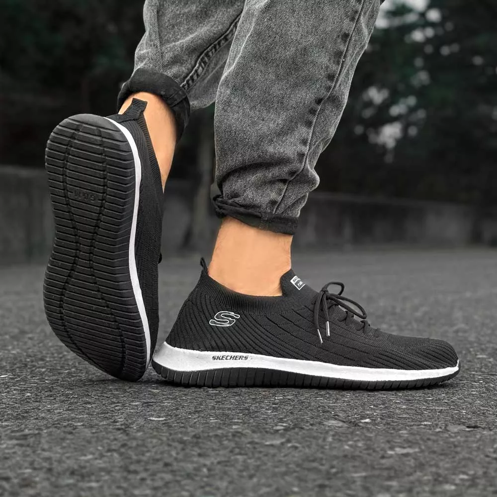 کتانی مردانه سایز بزرگ اسکیچرز مشکی کد 29715