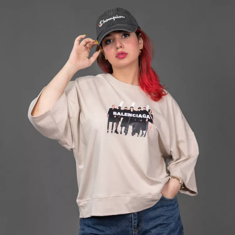 تیشرت باکسی دخترانه بالنسیاگا کد 29961