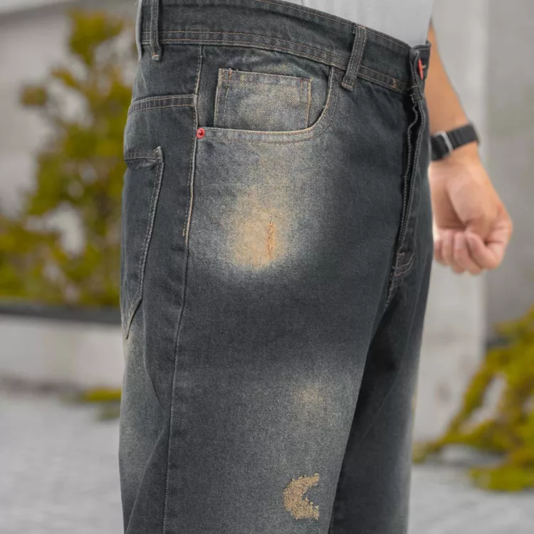 شلوارک جین مردانه سرمه ای سیر کد 30056