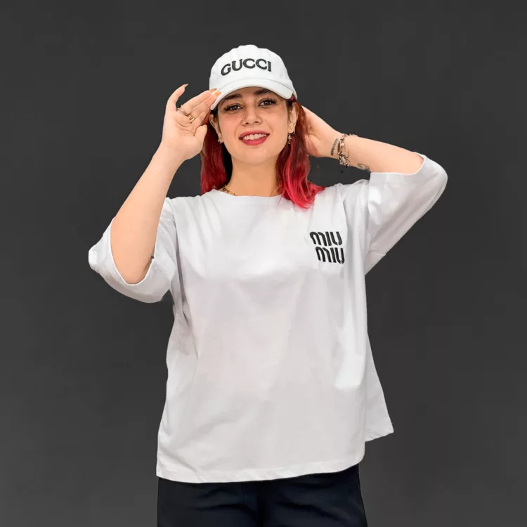 تیشرت باکسی دخترانه MIU MIU کد 29820