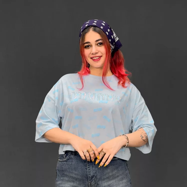 تیشرت کراپ دخترانه miu miu کد 29967