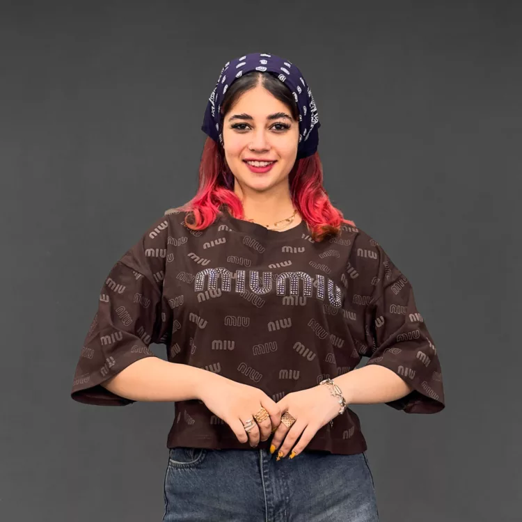 تیشرت کراپ دخترانه miu miu کد 29967