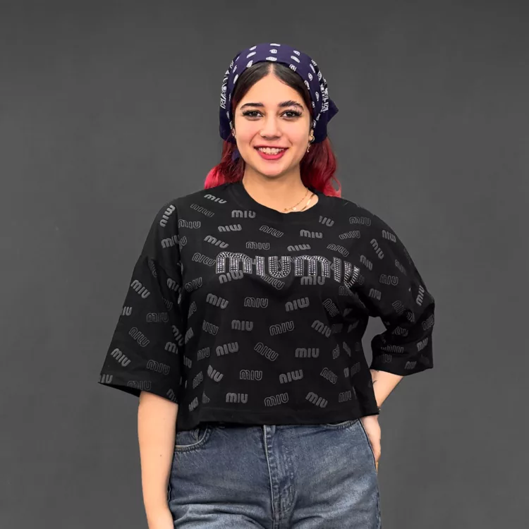 تیشرت کراپ دخترانه miu miu کد 29967