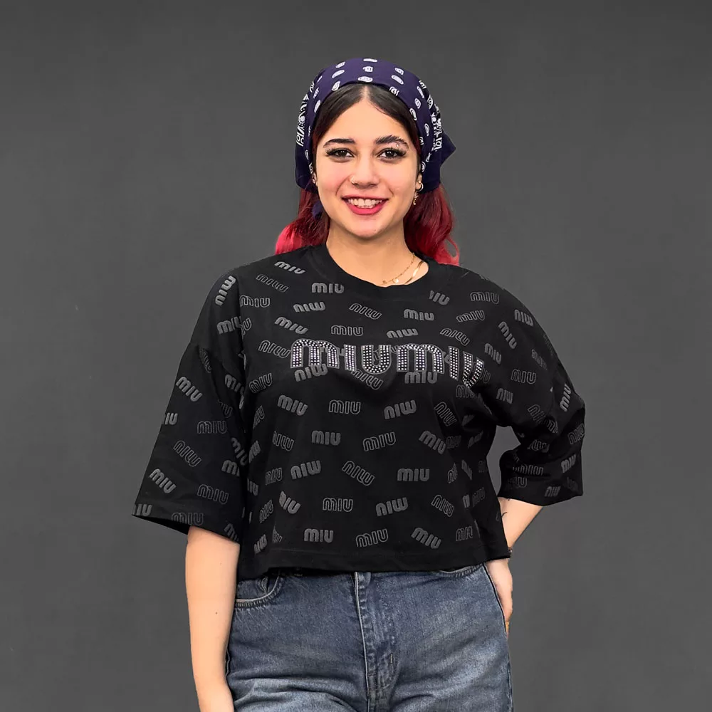 تیشرت کراپ دخترانه miu miu کد 29967