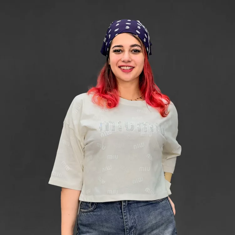 تیشرت کراپ دخترانه miu miu کد 29967