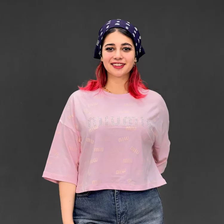 تیشرت کراپ دخترانه miu miu کد 29967