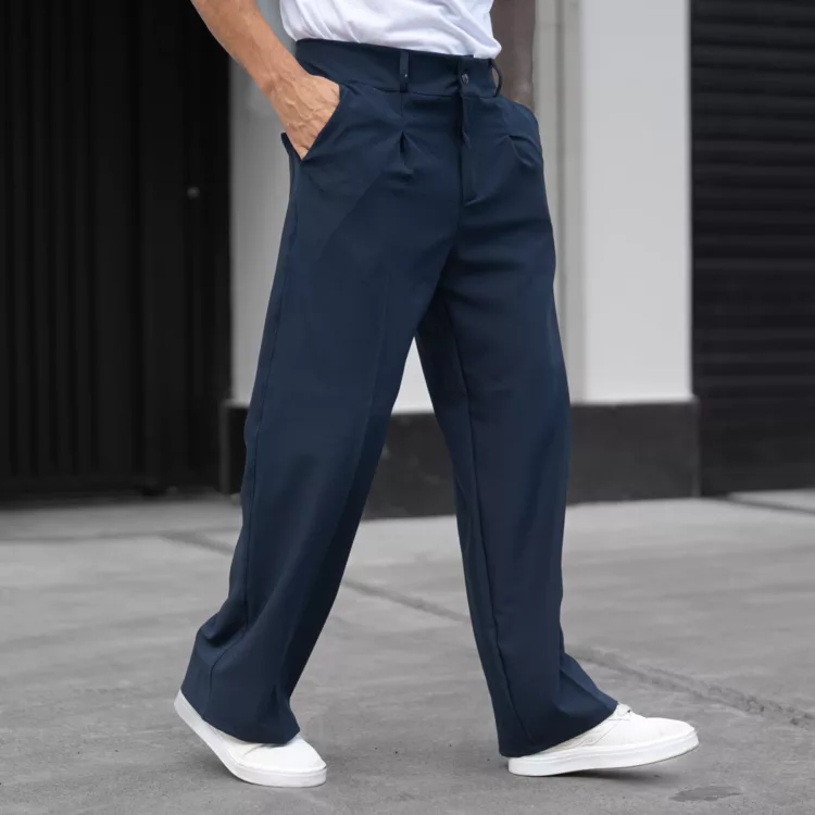 شلوار کتان مردانه سرمه ای کد 30373