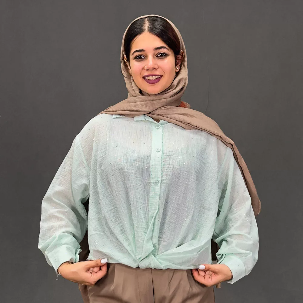 شومیز دخترانه جلو گره نگین دار کد 30419