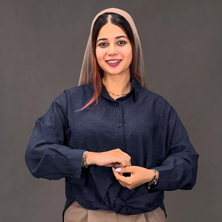 شومیز دخترانه جلو گره نگین دار کد 30419