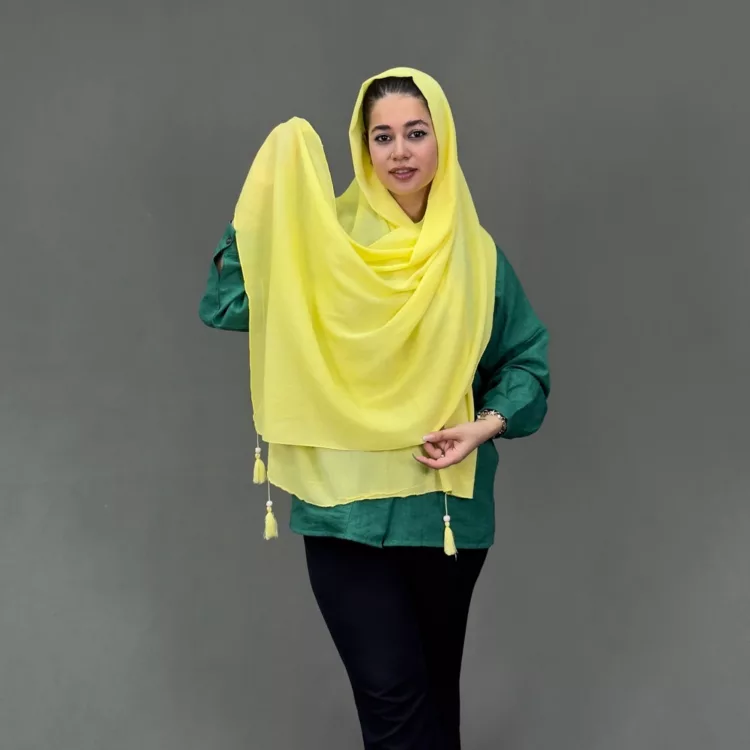 شال منگوله دار دخترانه زرد کد 29484