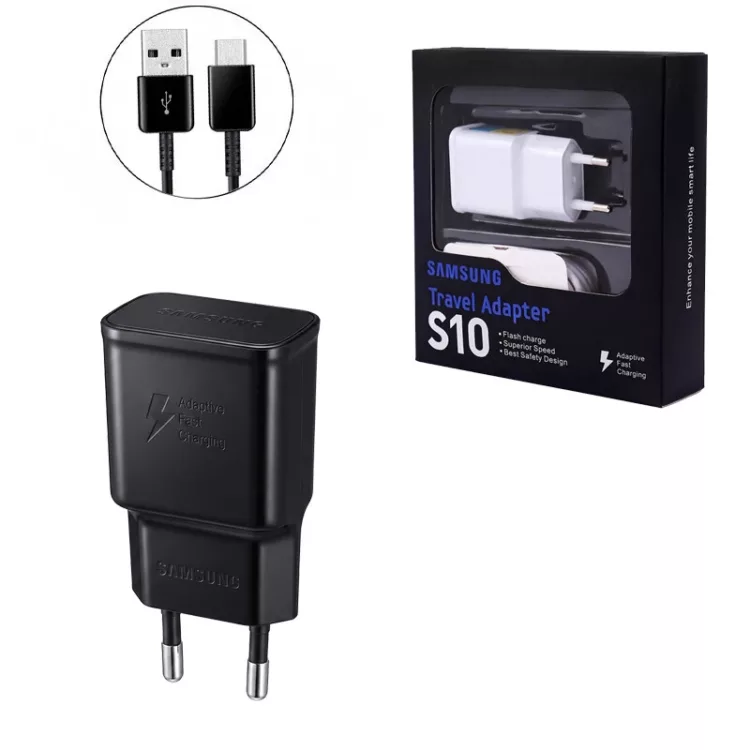 شارژر دیواری 15 وات Samsung مدل S10 پکدار + کابل Type-C