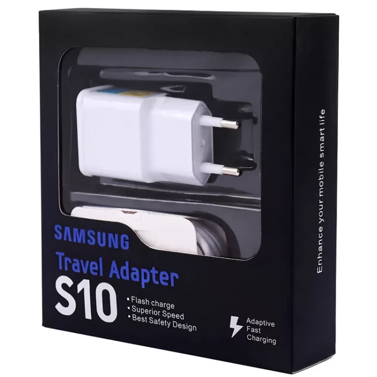 شارژر دیواری 15 وات Samsung مدل S10 پکدار + کابل Type-C